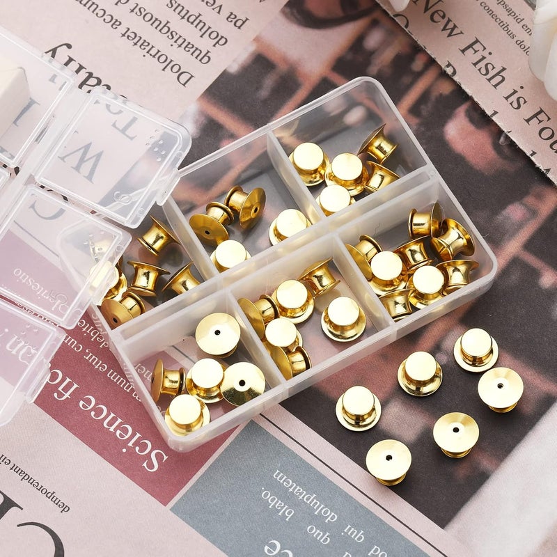 SUBANG 40 Pieces Metal Pin Backs Locking Pin Keepers Locking Clasp with Storage Case - Image 5